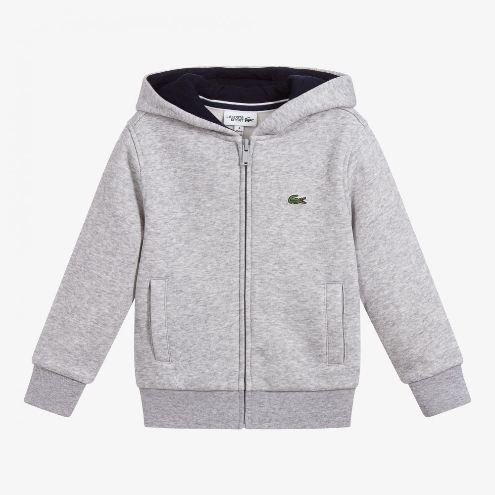 Lacoste Sport - Veste à capuche grise en coton | Childrensalon