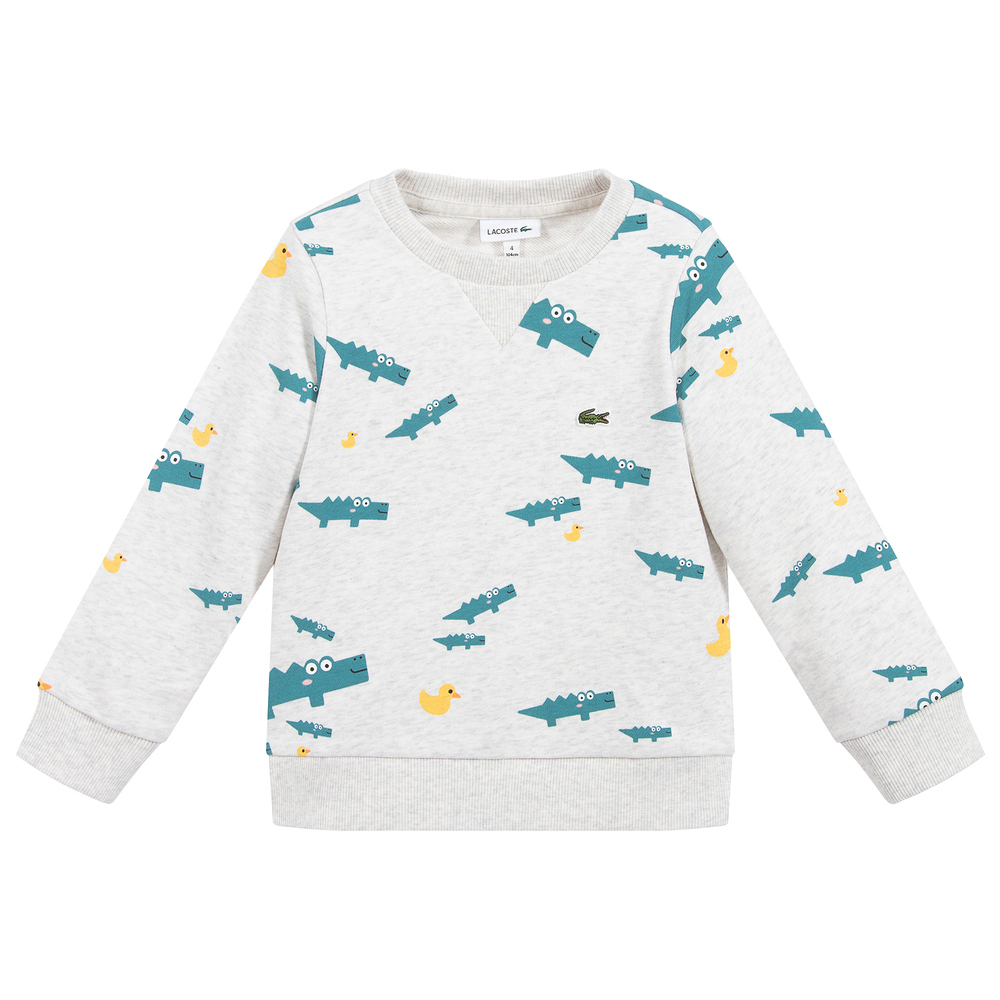 Lacoste - Grey & Green Logo Sweatshirt | Childrensalon