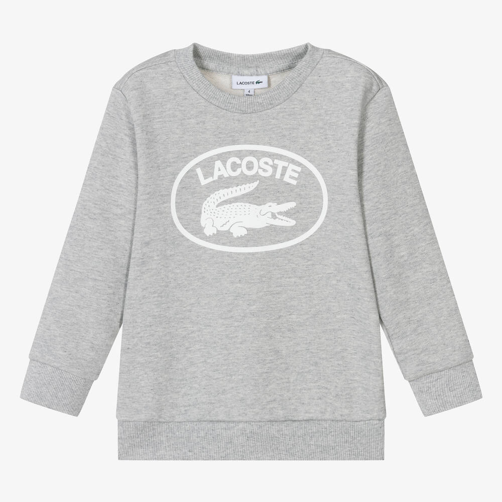 Lacoste - Grey Marl Cotton Sweatshirt | Childrensalon