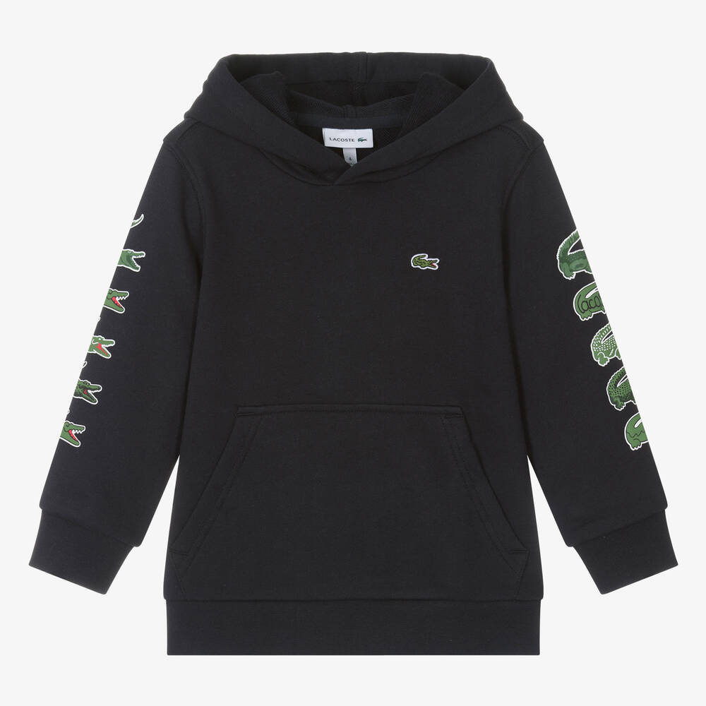 Lacoste-Navy Blue Cotton Crocodile Logo Hoodie | Childrensalon Outlet