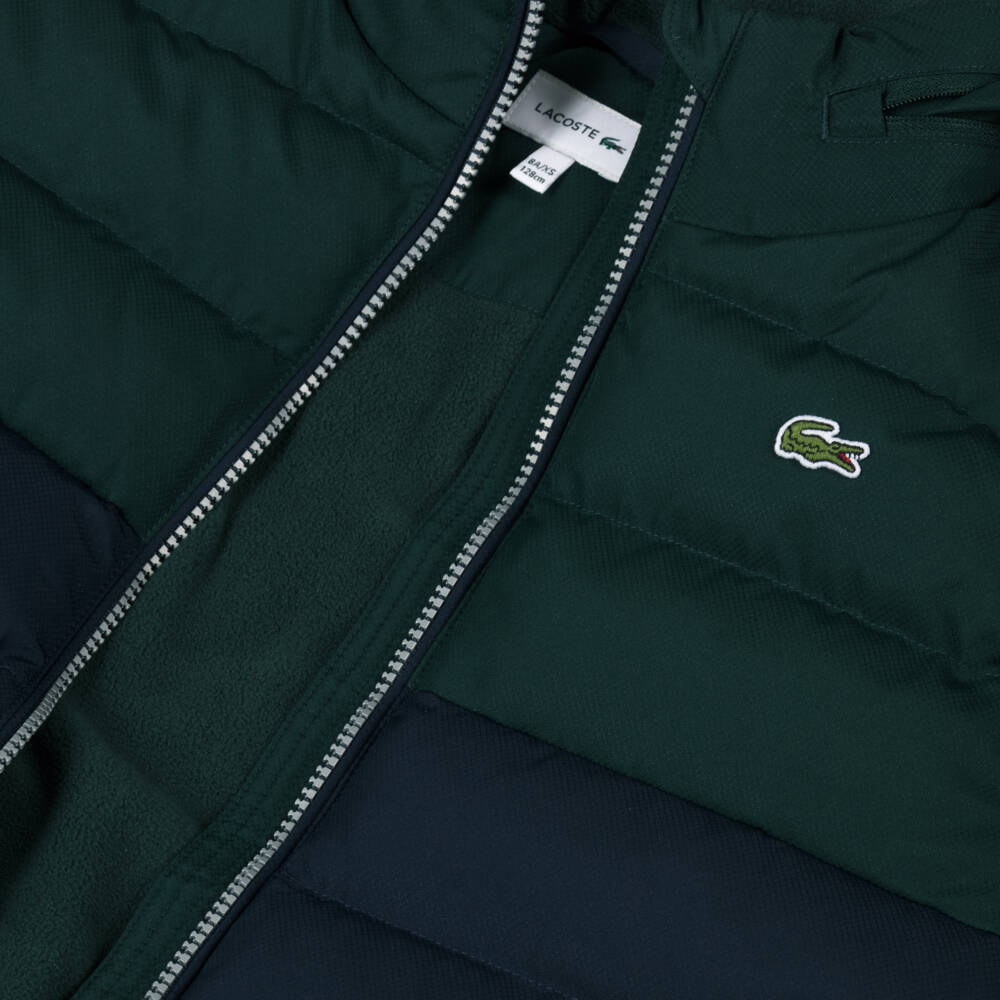 Lacoste-Navy Blue & Dark Green Puffer Jacket with Fold Away Hood | Childrensalon Outlet