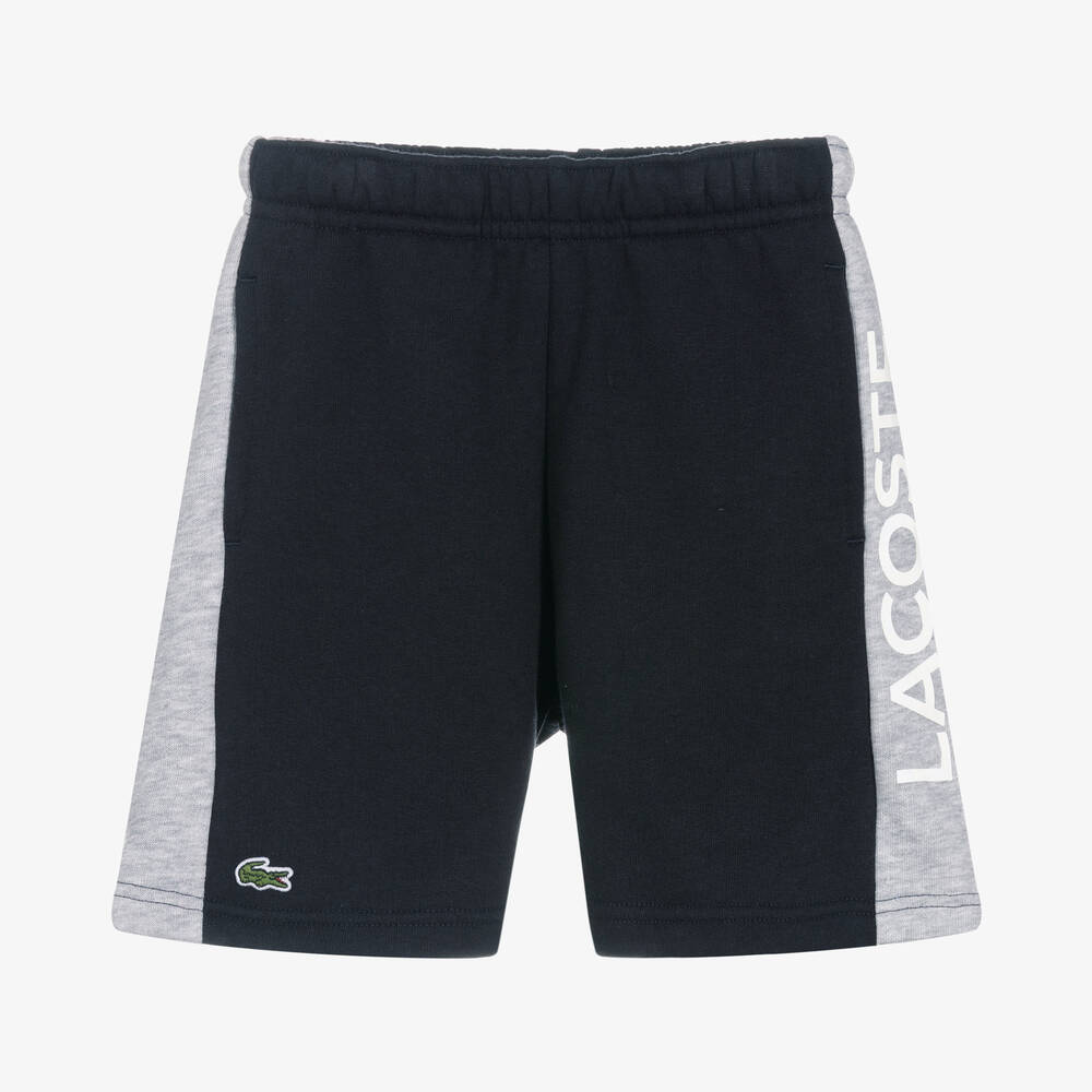 Lacoste - Short bleu marine et gris rayé | Childrensalon