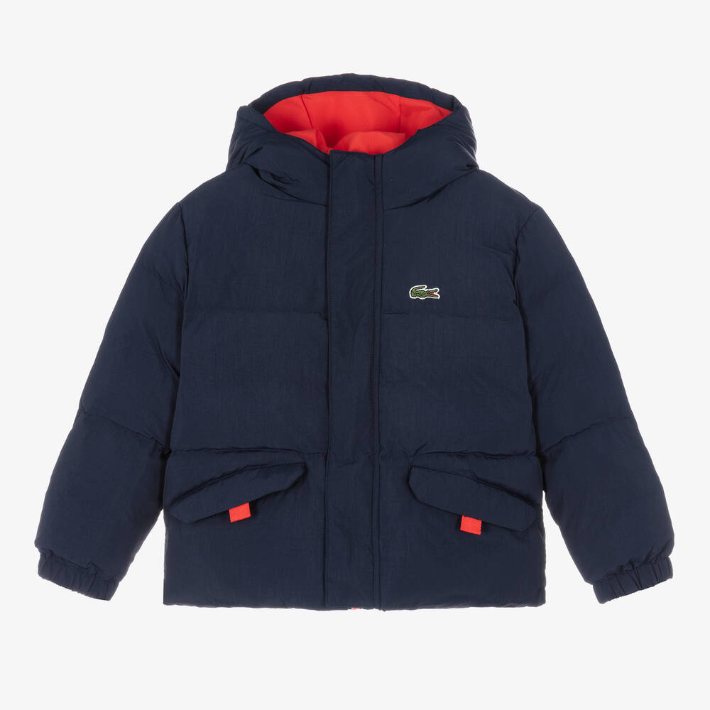 Lacoste - Navy Blue Hooded Logo Jacket  | Childrensalon