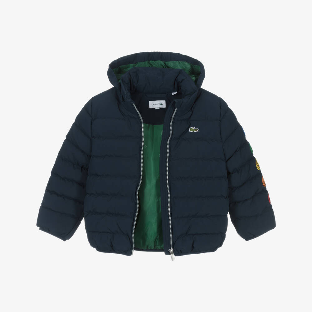 Lacoste-Navy Blue Puffer Jacket with Fold Away Hood | Childrensalon Outlet