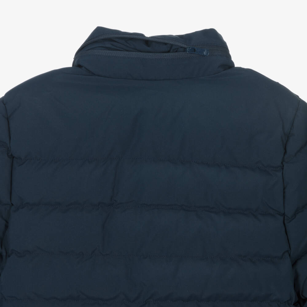 Lacoste-Navy Blue Puffer Jacket with Fold Away Hood | Childrensalon Outlet