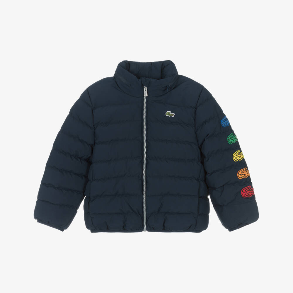 Lacoste-Navy Multi Sleeve Logo Puffer Jacket | Childrensalon Outlet