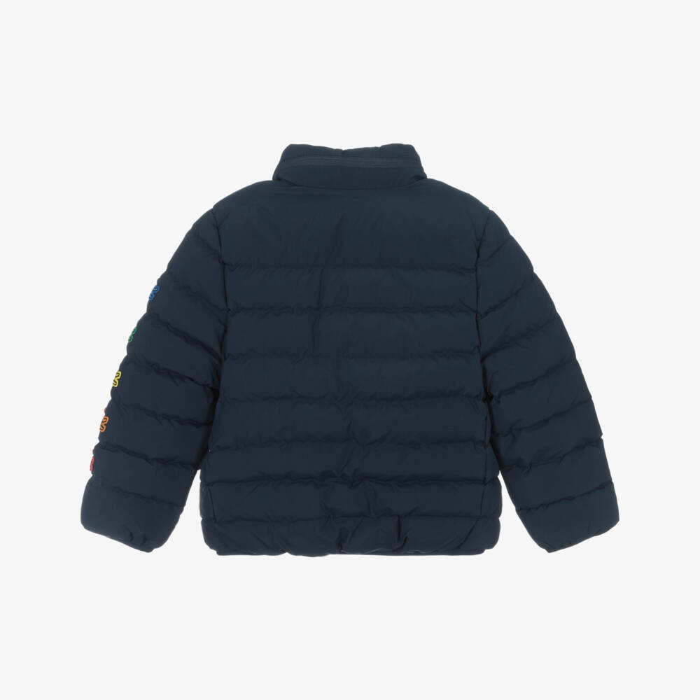 Lacoste-Navy Multi Sleeve Logo Puffer Jacket | Childrensalon Outlet