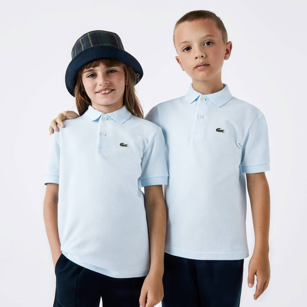Lacoste-Pale Blue Cotton Crocodile Polo Shirt | Childrensalon Outlet