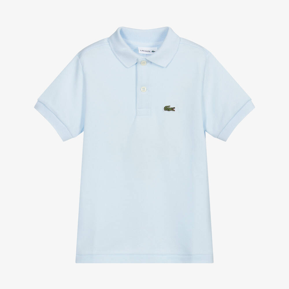 Lacoste-Pale Blue Cotton Crocodile Polo Shirt | Childrensalon Outlet