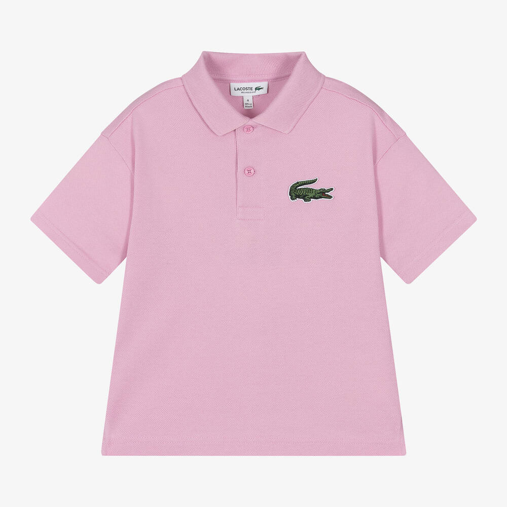 Lacoste Pink Cotton Crocodile Polo Shirt Childrensalon Outlet