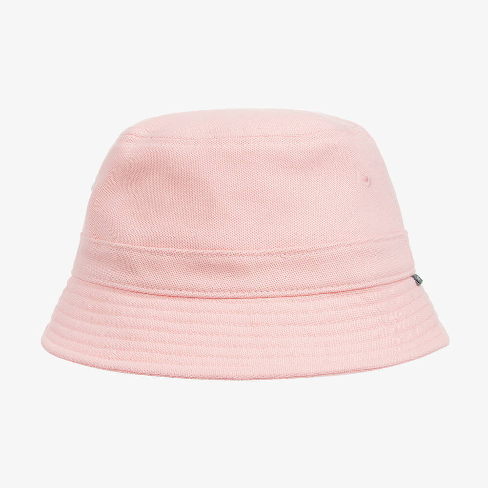 Lacoste - Pink Cotton Logo Bucket Hat | Childrensalon