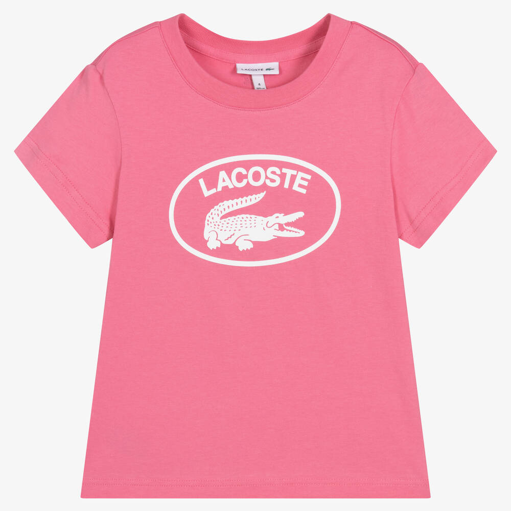 Lacoste - Pink Cotton Logo T-Shirt | Childrensalon