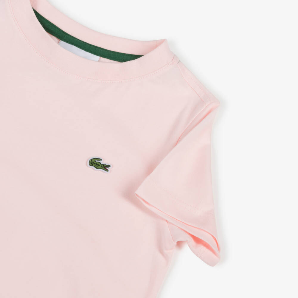 Lacoste-Pink Organic Cotton Crocodile Logo T-Shirt | Childrensalon Outlet