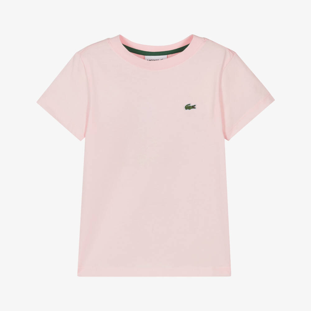 Lacoste-Pink Organic Cotton Crocodile Logo T-Shirt | Childrensalon Outlet