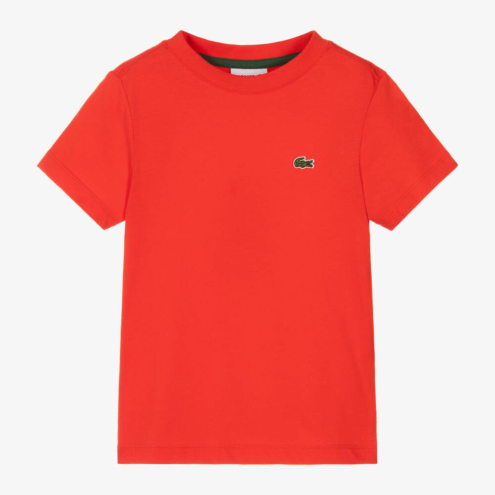 Red lacoste shirt on sale