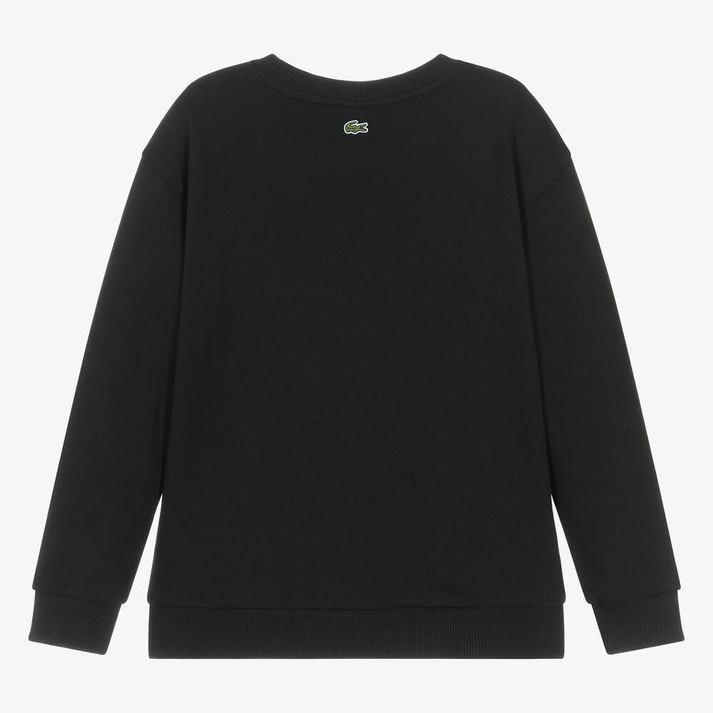 Lacoste Teen Black Cotton Crocodile Sweatshirt Childrensalon Outlet