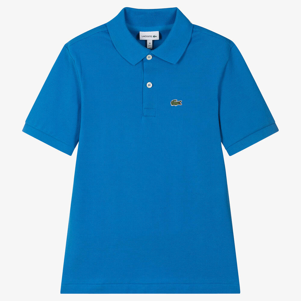 Lacoste - Синяя рубашка поло из хлопка с крокодилом | Childrensalon