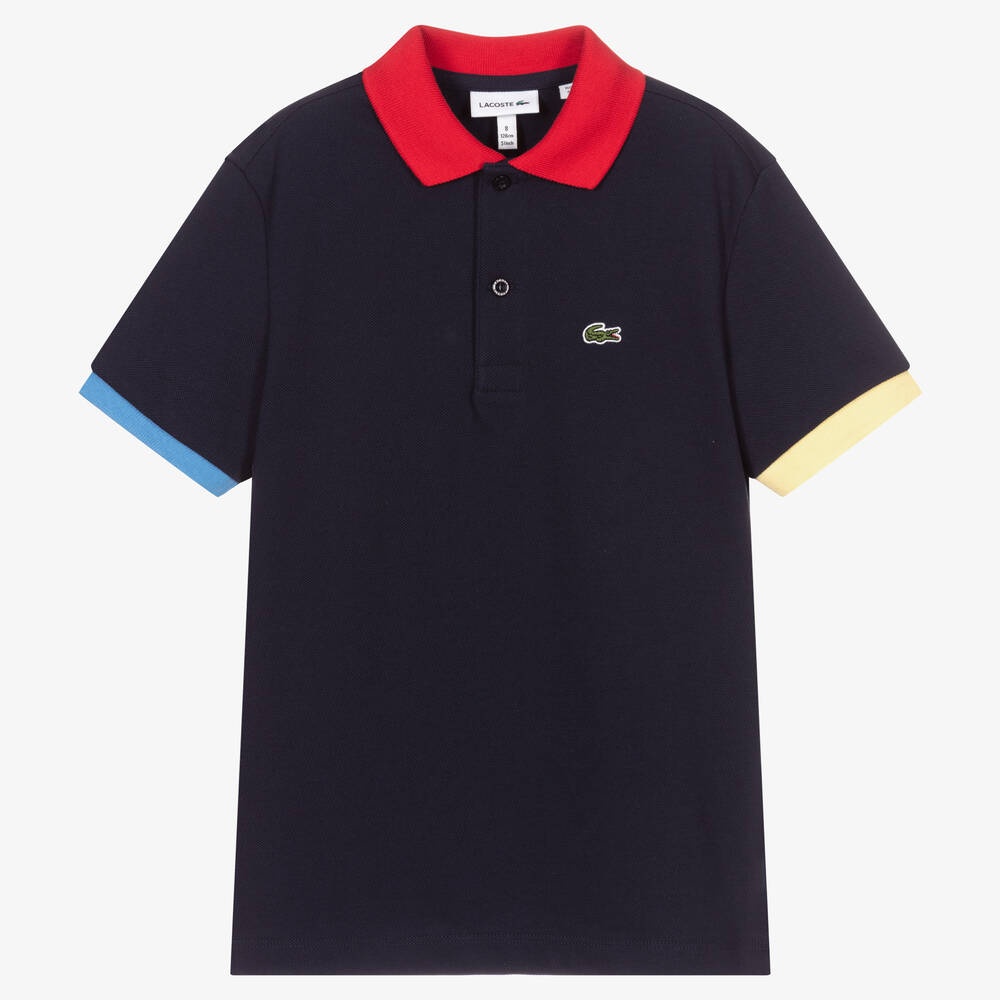 Lacoste - Polo bleu en piqué Ado | Childrensalon