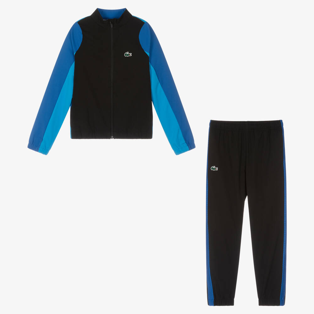 Lacoste - Teen Boys Black & Blue Logo Tracksuit | Childrensalon