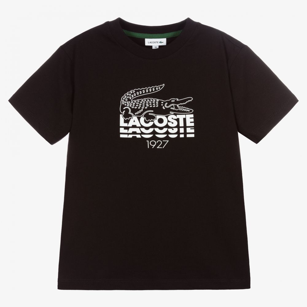 Lacoste - Teen Boys Black Logo T-Shirt | Childrensalon