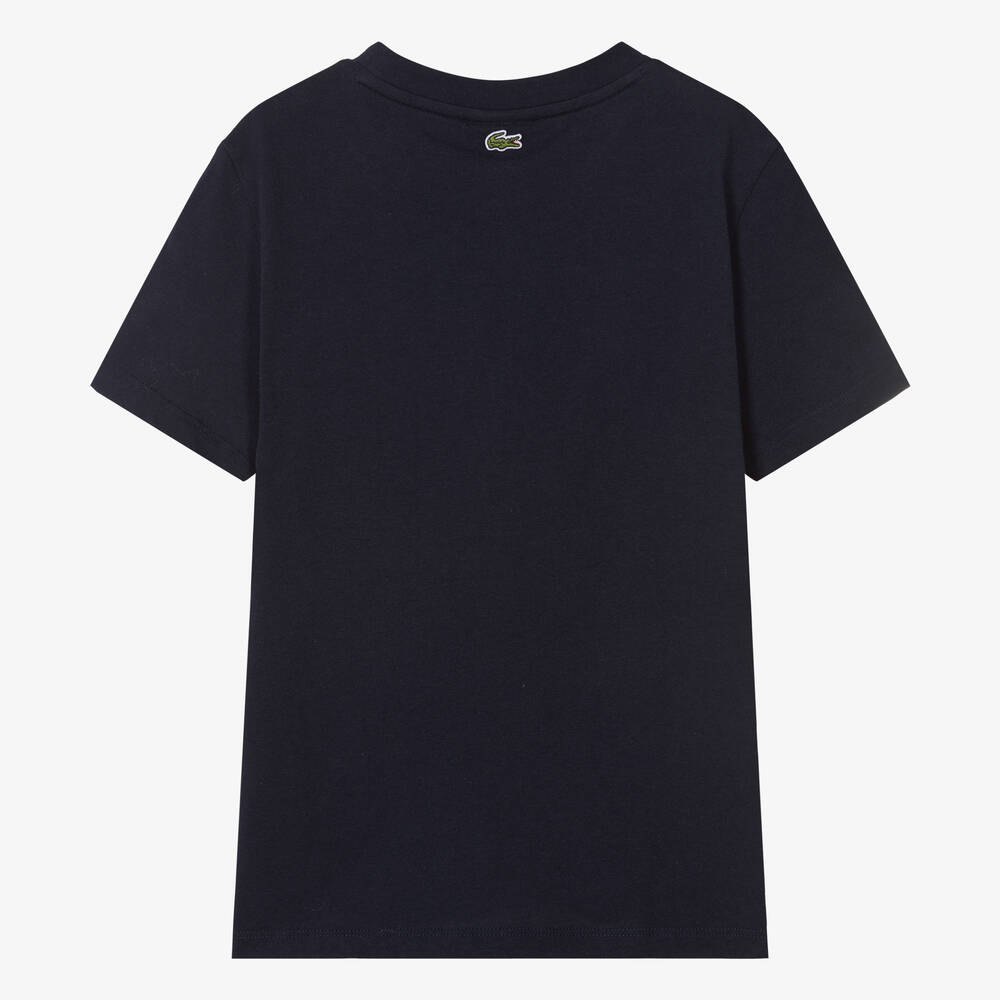 Lacoste Teen Boys Blue Cotton Crocodile T Shirt Childrensalon Outlet