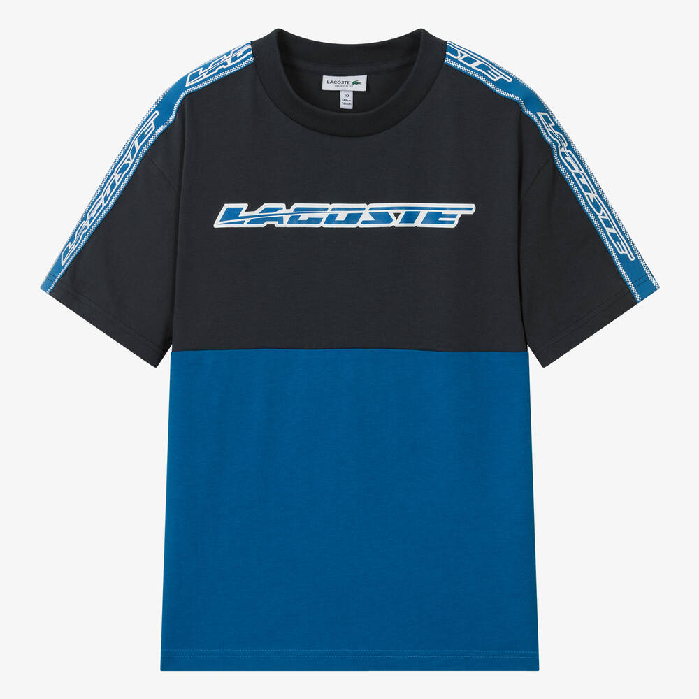 Lacoste - Teen Boys Blue Cotton Racing Logo T-Shirt | Childrensalon