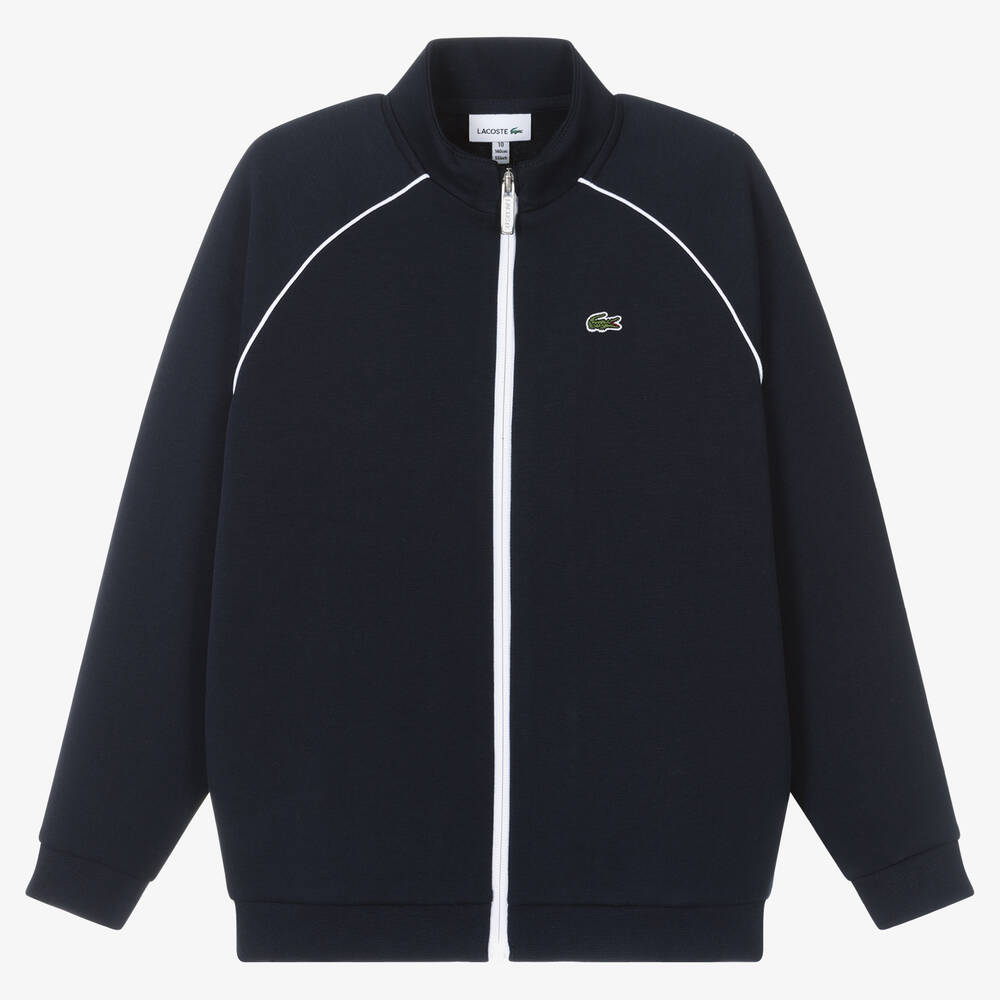 Lacoste - Teen Boys Blue Cotton Zip-Up Top | Childrensalon