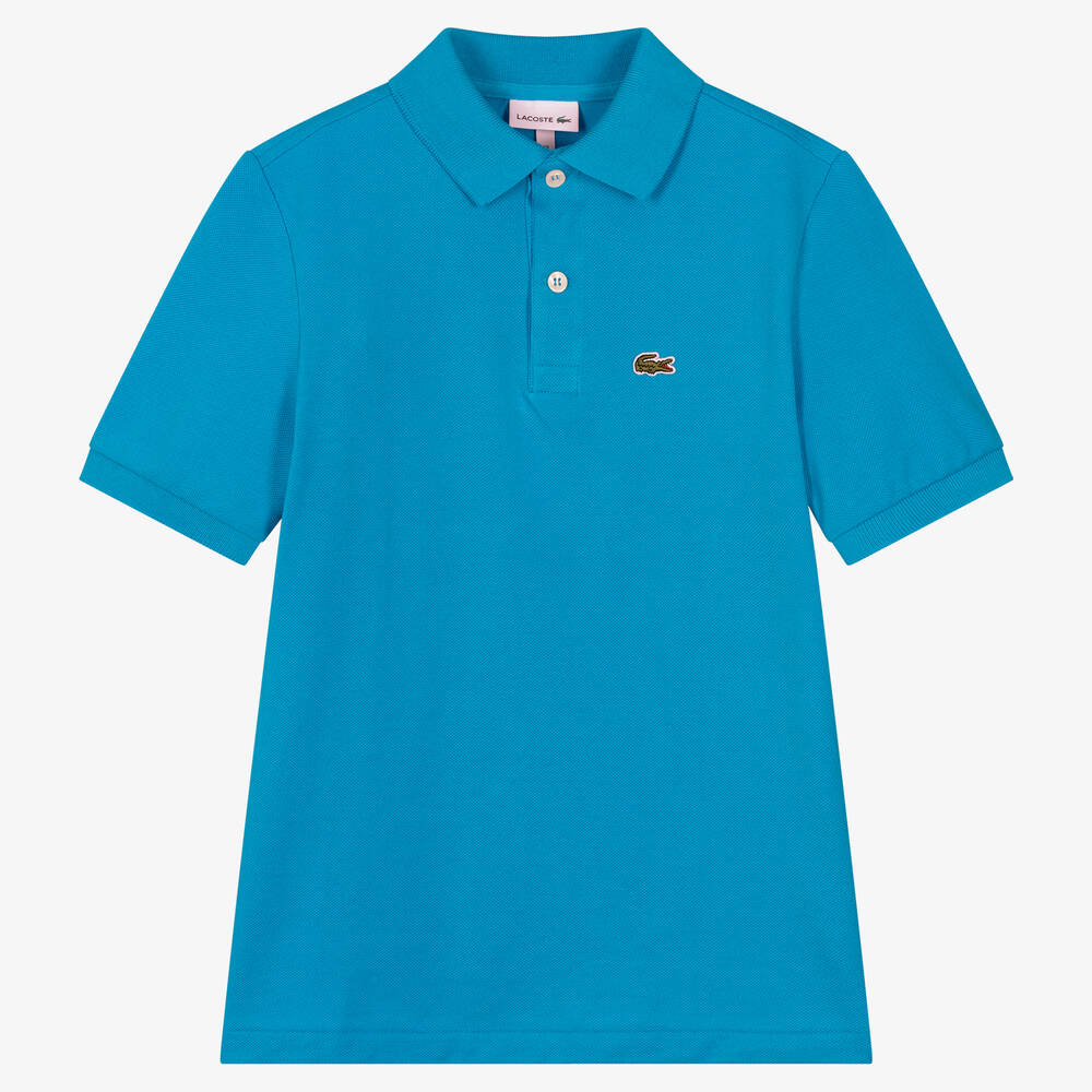 Lacoste - Teen Boys Blue Logo Polo Shirt | Childrensalon