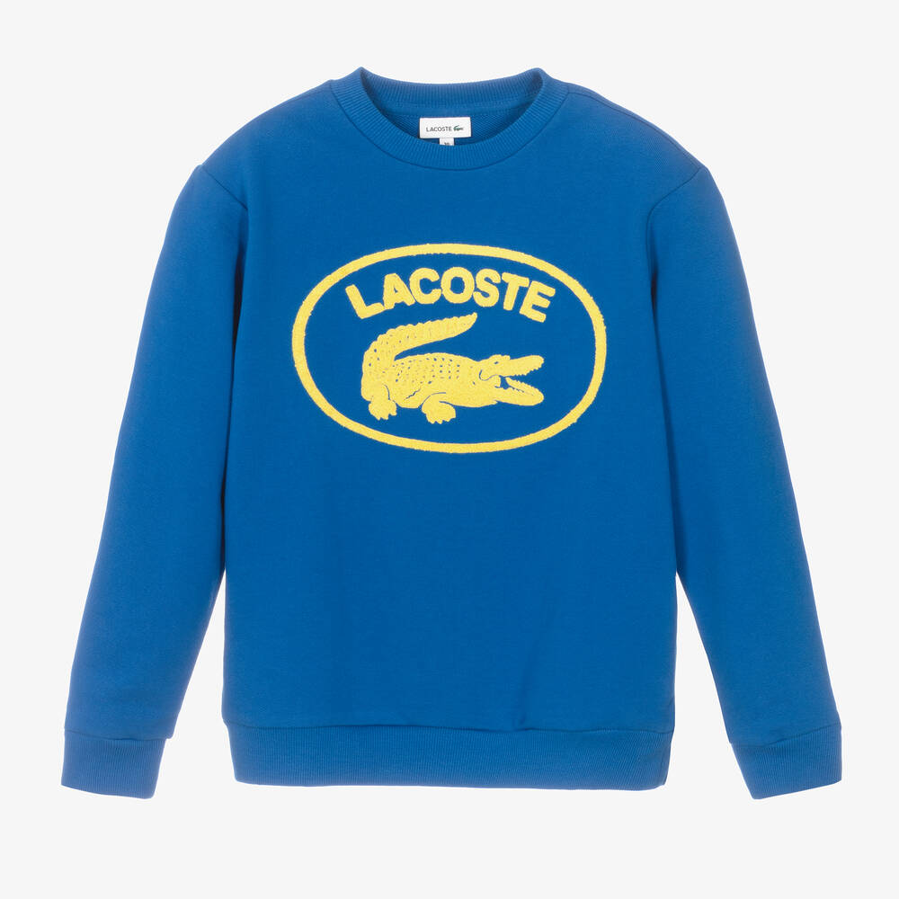 Lacoste - سويتشيرت تينز ولادي قطن لون أزرق | Childrensalon