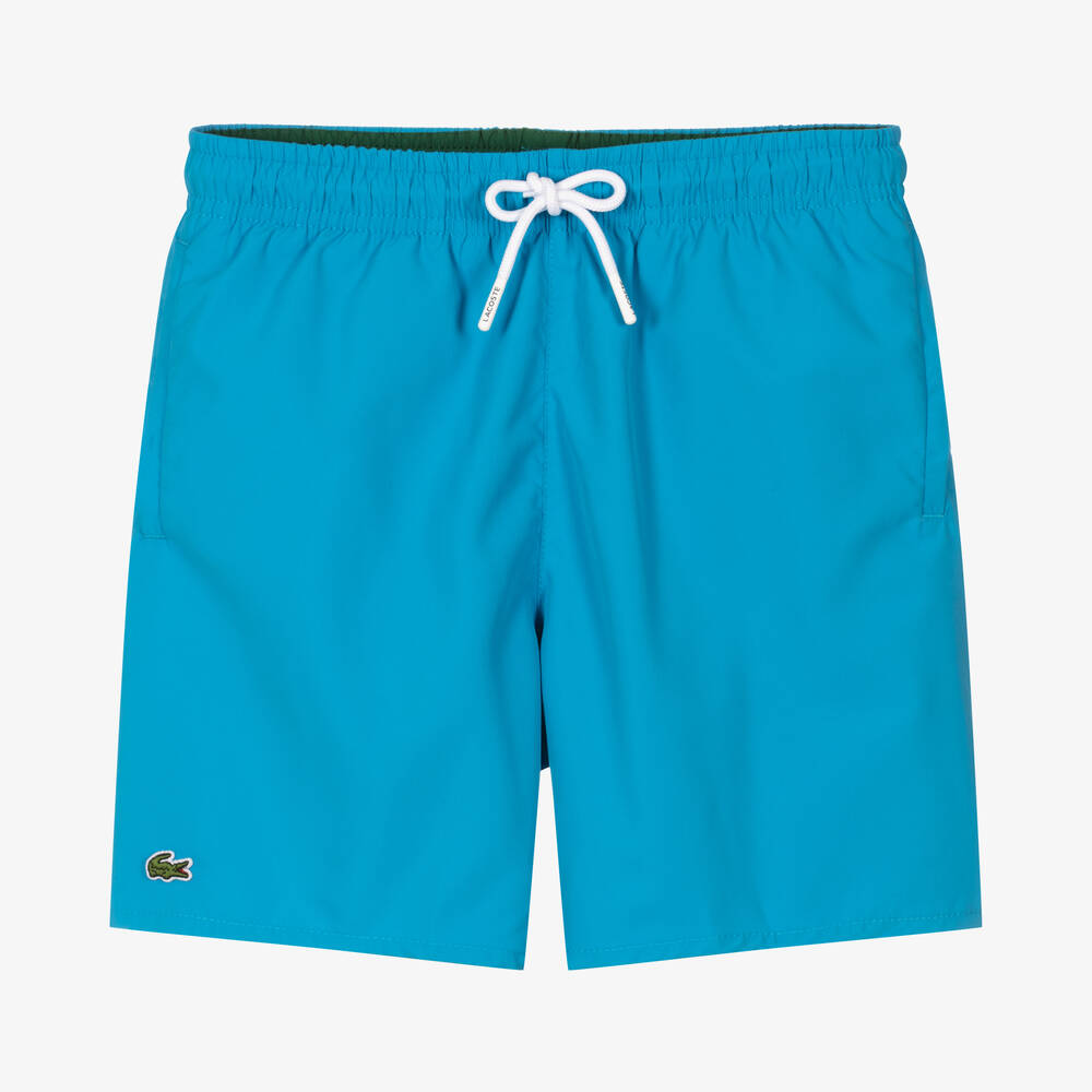 Lacoste - Teen Boys Blue Logo Swim Shorts | Childrensalon
