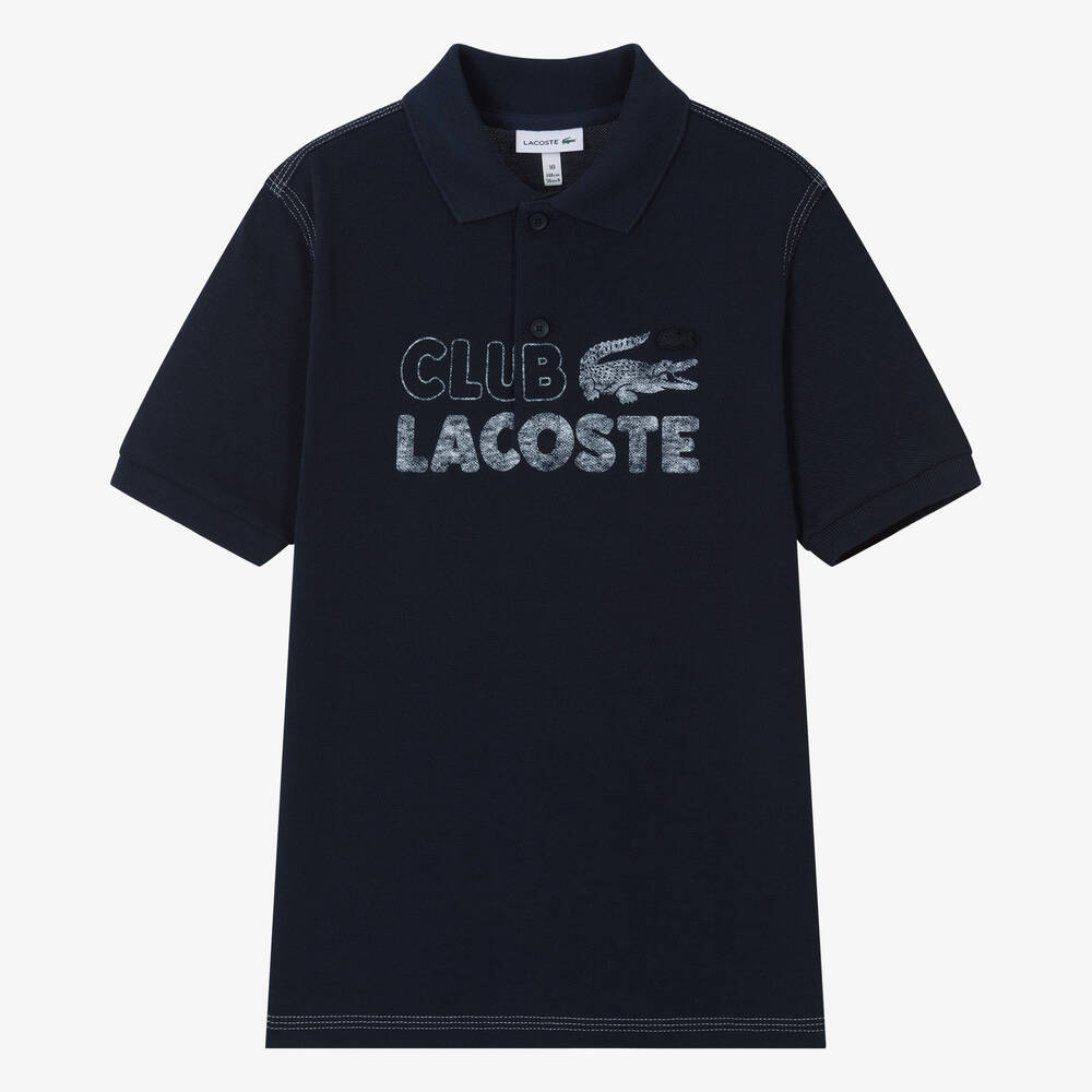 Lacoste - Teen Boys Blue Organic Cotton Polo Shirt | Childrensalon