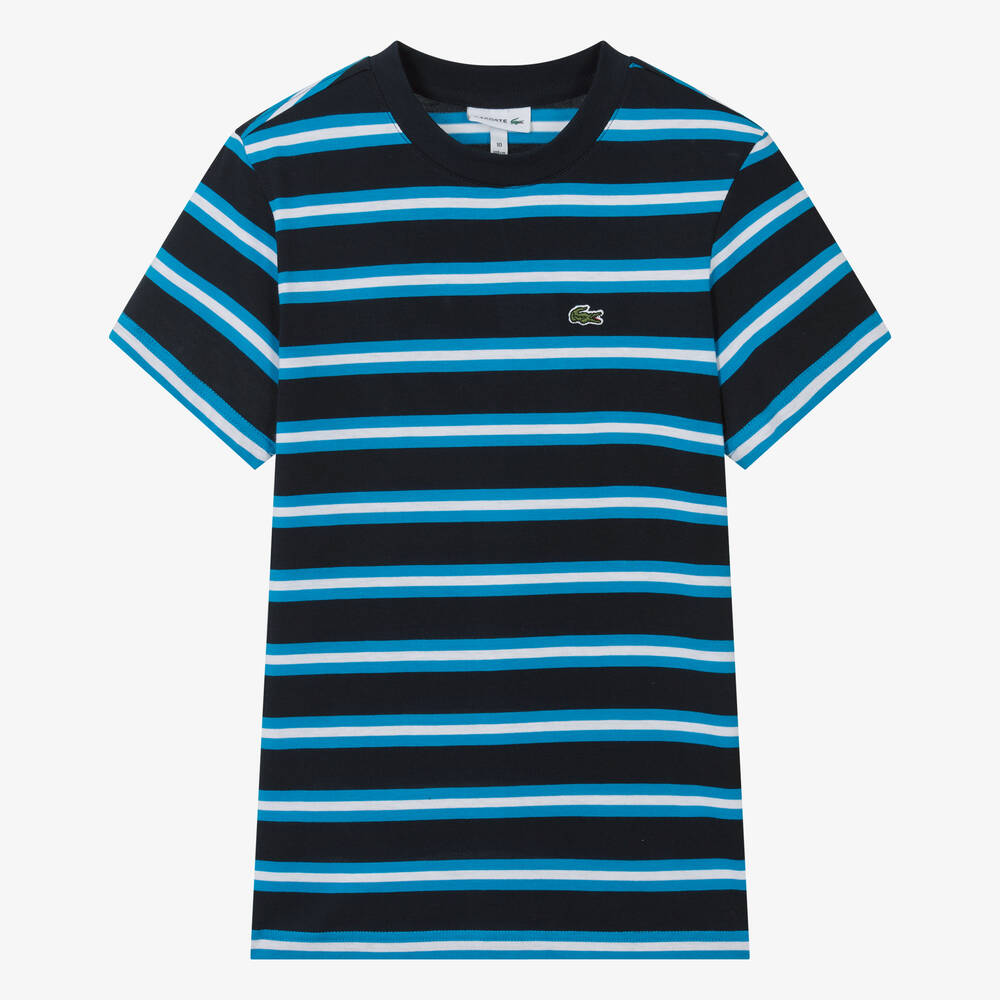 Lacoste blue and white striped shirt best sale