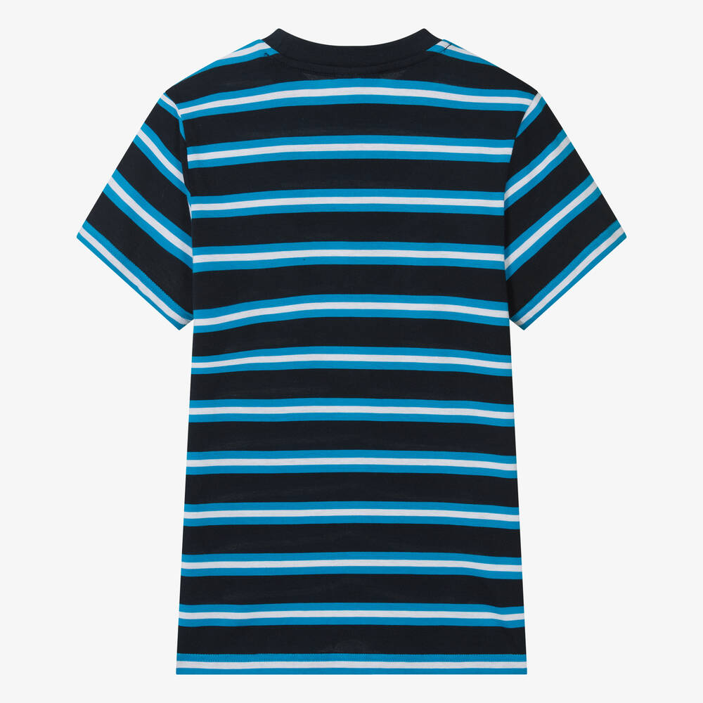 Lacoste blue hot sale striped t shirt