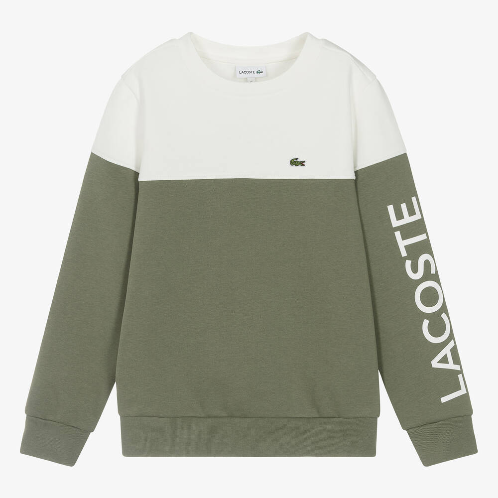 Lacoste-Teen Boys Green Colourblock Sweatshirt | Childrensalon Outlet