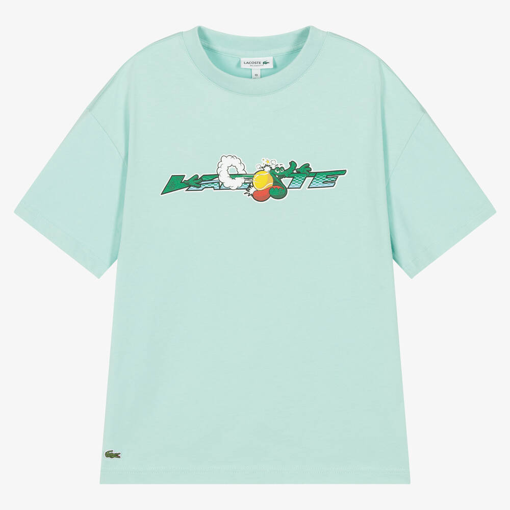 Lacoste - T-shirt vert en coton ado garçon | Childrensalon