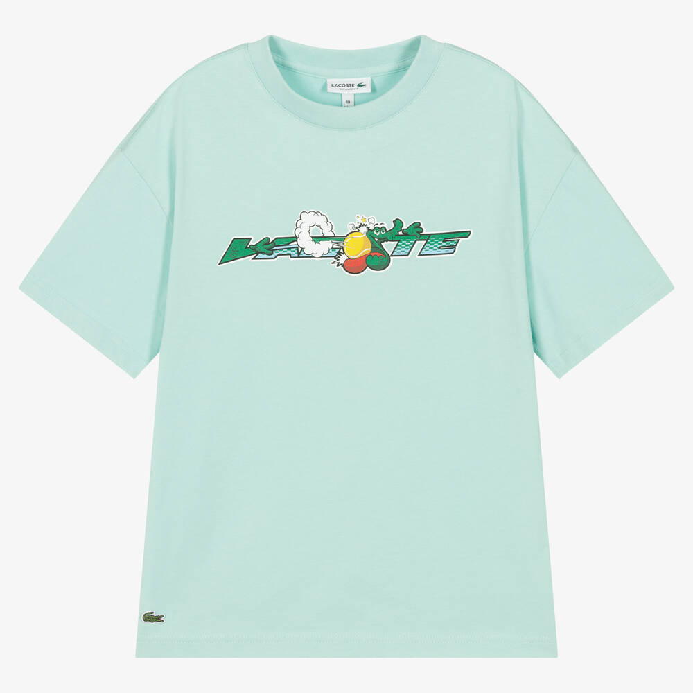 Lacoste-Teen Boys Green Cotton Logo T-Shirt | Childrensalon Outlet