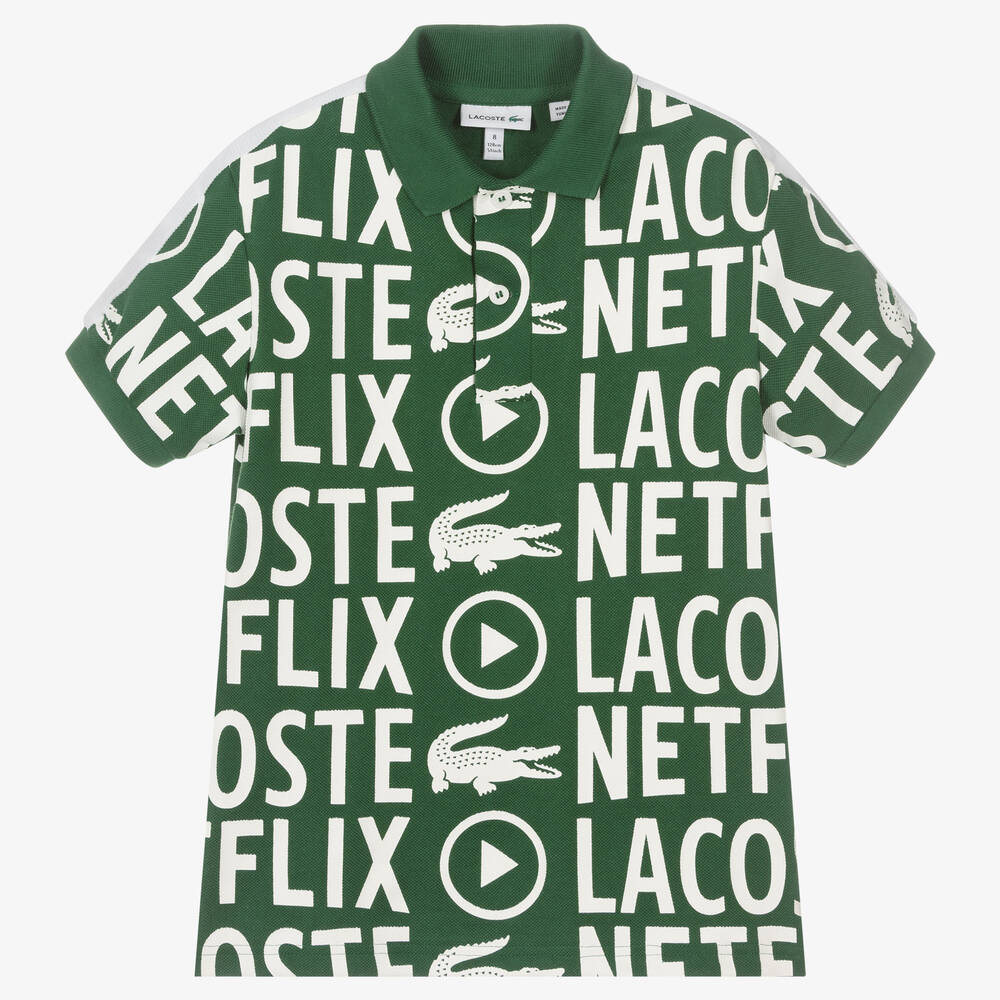 Lacoste - Polo vert en coton Netflix ado | Childrensalon