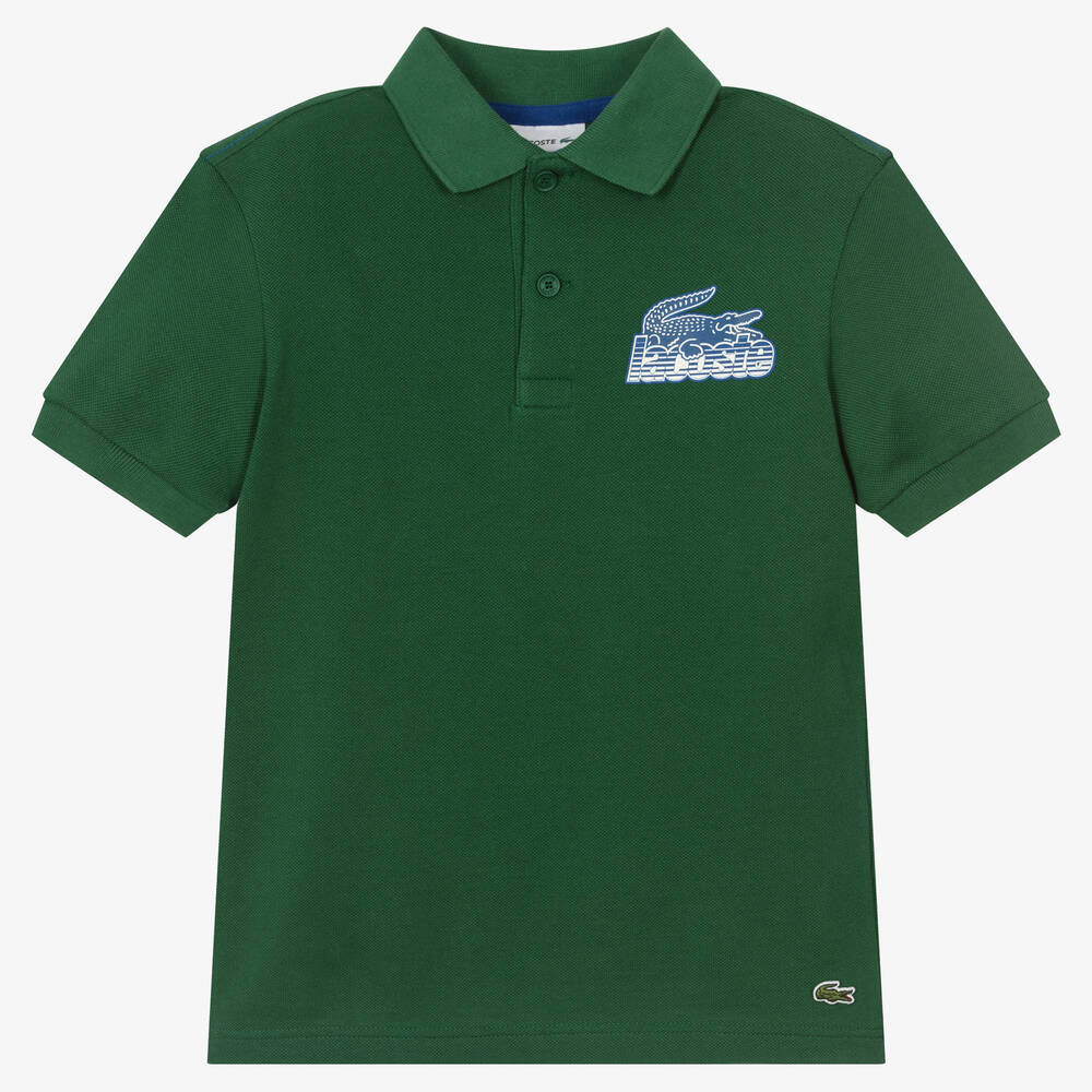 Lacoste - Teen Boys Green Cotton Polo Shirt | Childrensalon