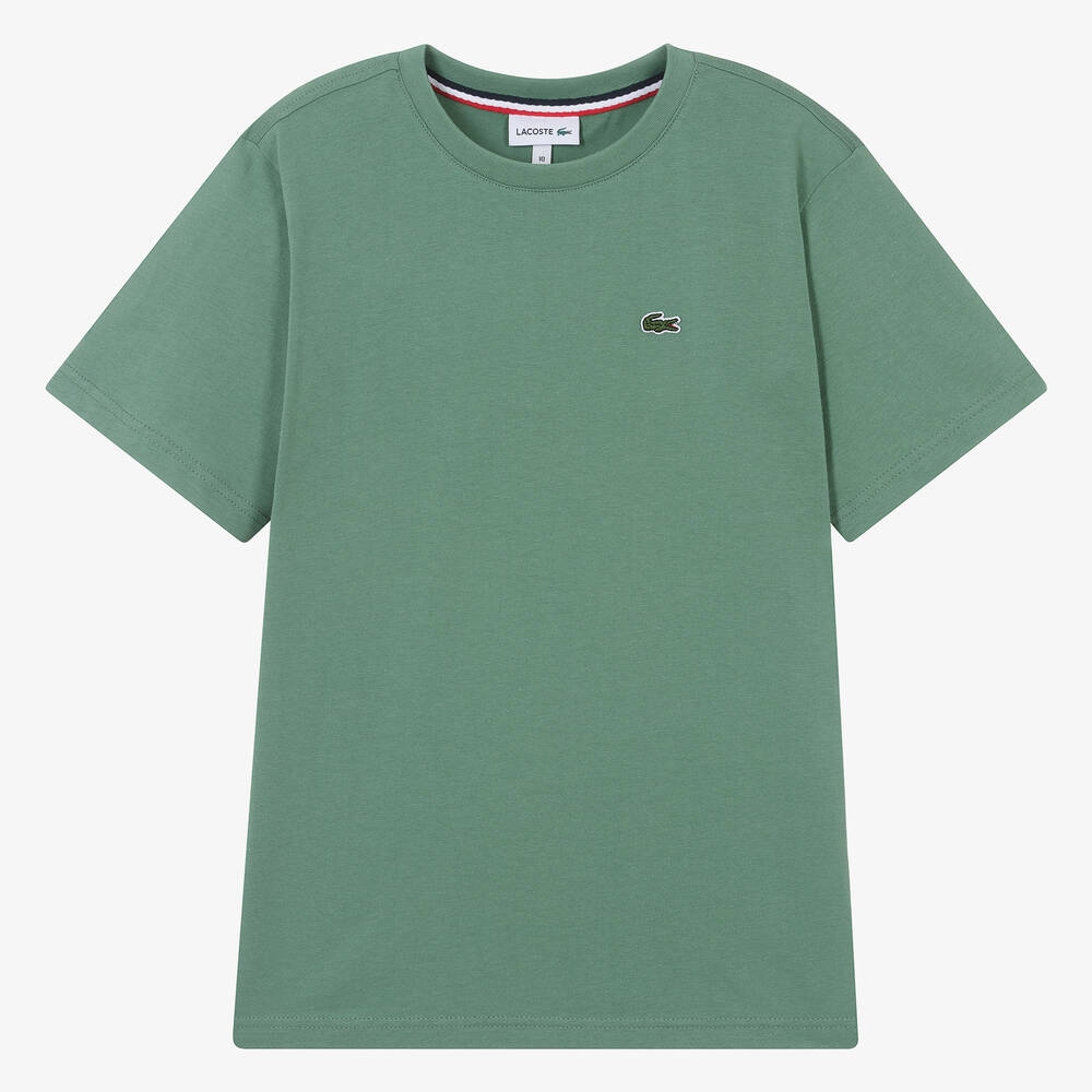 Lacoste - Teen Boys Green Cotton T-Shirt | Childrensalon