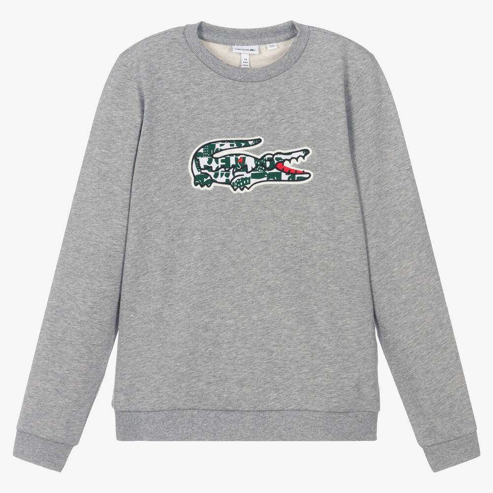 Lacoste - Teen Boys Grey Cotton Sweatshirt | Childrensalon