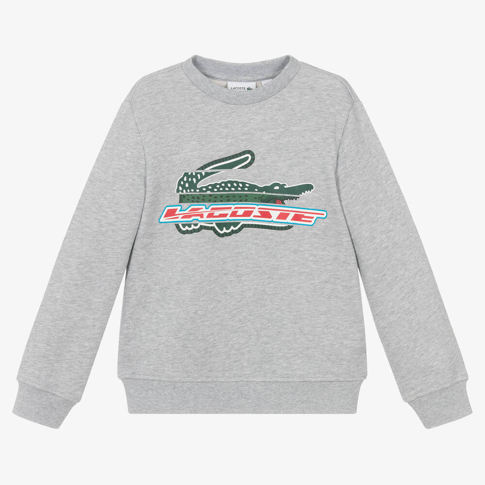 Lacoste - Teen Boys Grey Logo Sweatshirt | Childrensalon