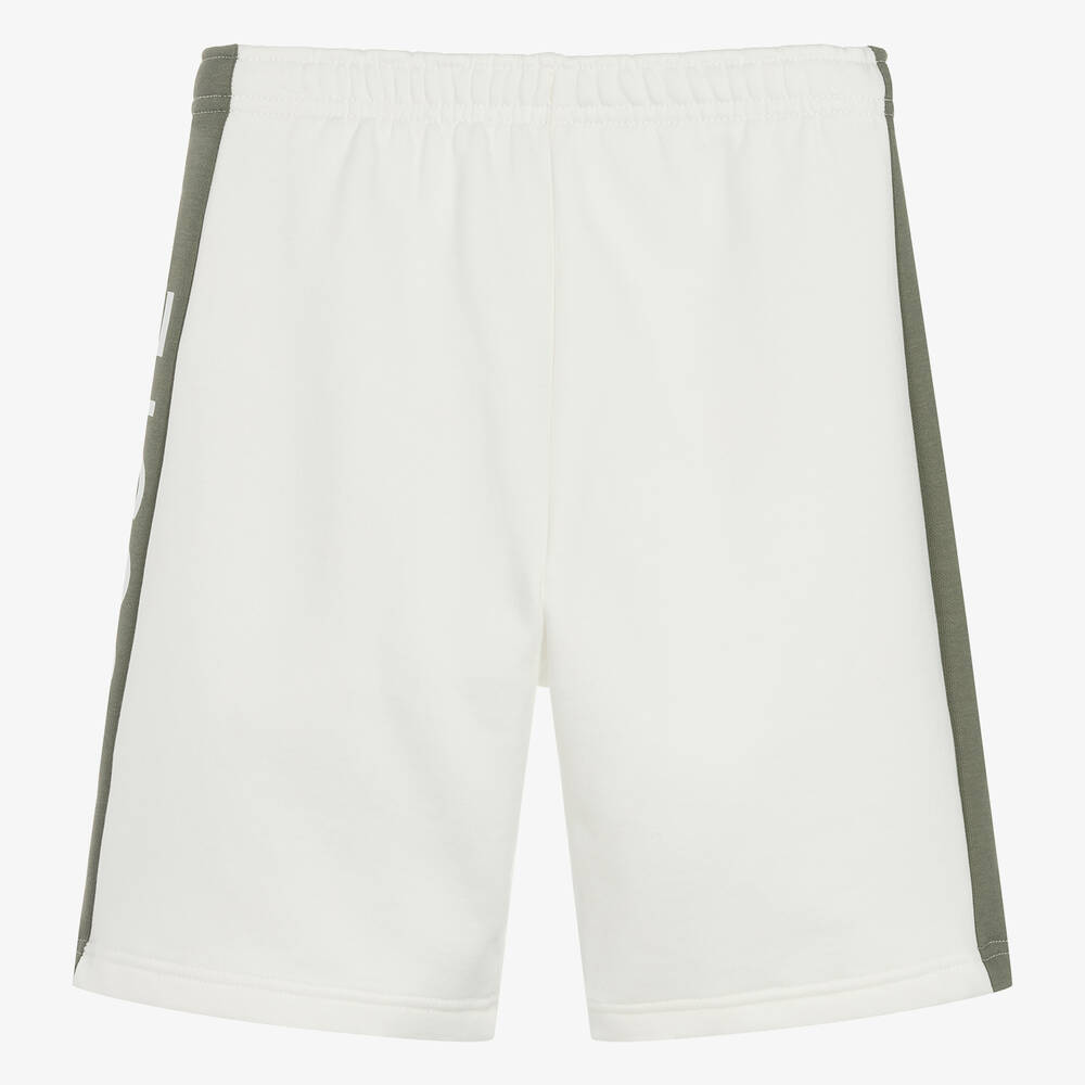 Lacoste-Teen Boys Ivory Cotton Colourblock Shorts | Childrensalon Outlet