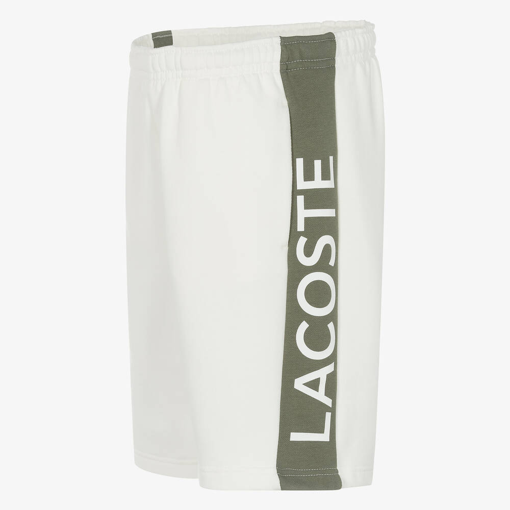 Lacoste-Teen Boys Ivory Cotton Colourblock Shorts | Childrensalon Outlet