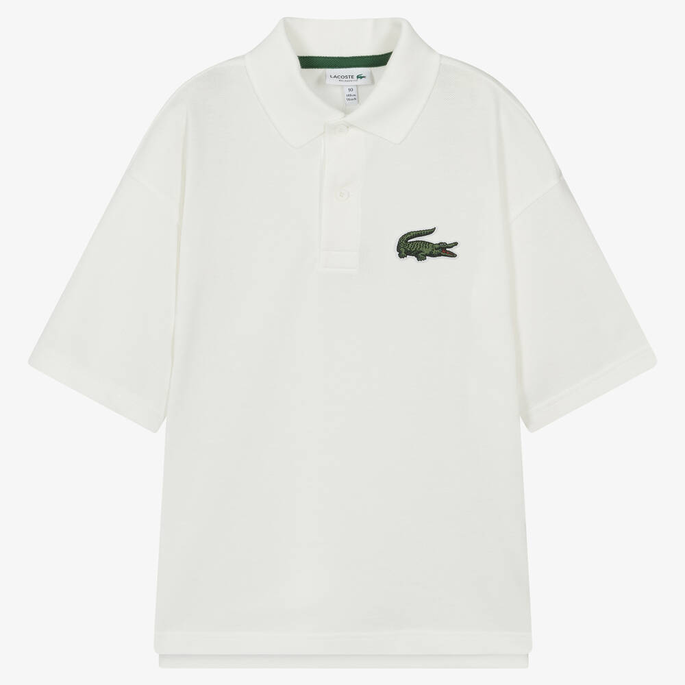 Lacoste - Teen Boys Ivory Cotton Polo Shirt | Childrensalon