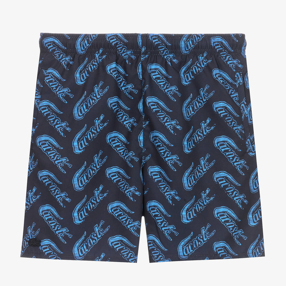 Lacoste - Teen Boys Navy Blue Logo Swim Shorts | Childrensalon