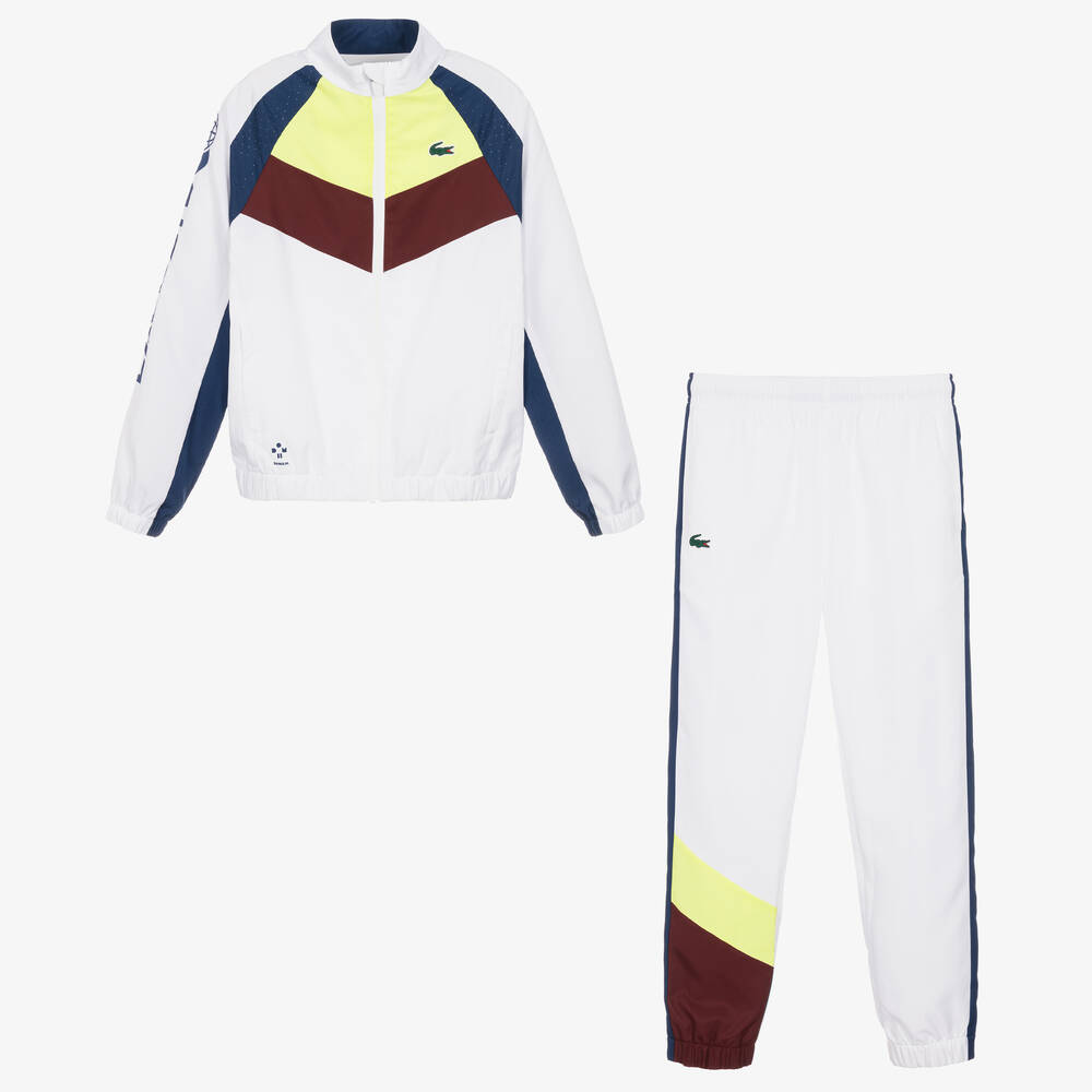 Lacoste - Teen Boys White Colourblock Tennis Tracksuit | Childrensalon