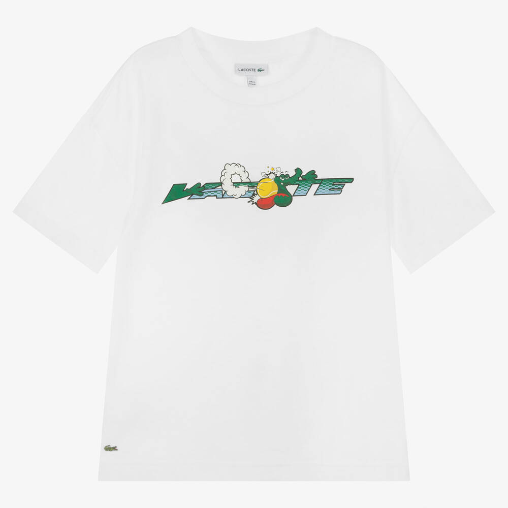 Lacoste - Weißes Teen Baumwoll-T-Shirt | Childrensalon