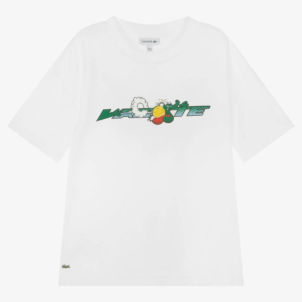 Lacoste - T-shirt blanc en coton ado garçon | Childrensalon