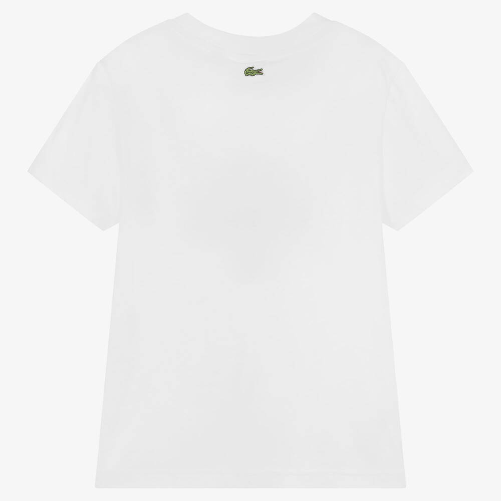 Lacoste Teen Boys White Logo Cotton T Shirt Childrensalon Outlet