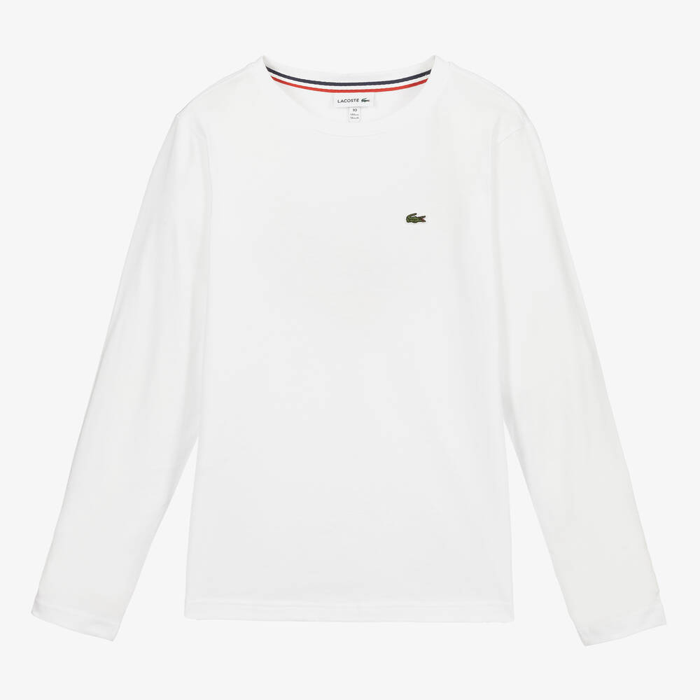 Lacoste-Teen Boys White Logo Top | Childrensalon Outlet